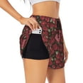 thumbnail image 1 of Pofeuu Rose Flowers Print Women's Athletic Shorts Running Workout Shorts Tummy Control Quick Dry Gym Shorts with Pockets Double layer sports shorts-Small, 1 of 7