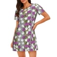 thumbnail image 1 of Pofeuu Rose Flowers Print Women's Loose Fit Short Sleeve Nightgown, Comfortable Sleep Dress for Women, Casual Lounge Sleepwear, Soft Cotton Sleep Dress, 1 of 6