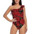 thumbnail image 1 of Pofeuu Rose Flowers Print Women's One Piece Swimsuits One Shoulder Swimwear Asymmetric Ruffle Monokinis Bathing Suits-XX-Large, 1 of 6