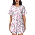 thumbnail image 1 of Pofeuu Rose Flowers Print Women's Pajama Set Short/Shorts Soft Button PJs Elastic Drawstring Waist Sleepwear-4X-Large, 1 of 6