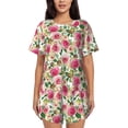 thumbnail image 1 of Pofeuu Rose Flowers Print Women's Pajama Set Short/Shorts Soft Button PJs Elastic Drawstring Waist Sleepwear-Large, 1 of 6