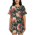 thumbnail image 1 of Pofeuu Rose Flowers Print Women's Pajama Set Short/Shorts Soft Button PJs Elastic Drawstring Waist Sleepwear-X-Large, 1 of 6