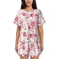 thumbnail image 1 of Pofeuu Rose Flowers Print Women's Pajama Set Short/Shorts Soft Button PJs Elastic Drawstring Waist Sleepwear-XX-Large, 1 of 6
