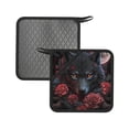 thumbnail image 1 of Pofeuu Rose Full Moon Black Wolf Print Silicone Trivet Mats,Silicone Hot Pads for Kitchen, Silicone Trivets for Hot Pots and Pans, Silicone Hot Pad, 1 of 8