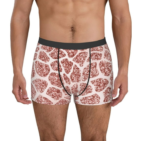 Pofeuu Rose Gold Abstract Spots Print Men’s Boxer Briefs, Moisture-Wicking Underwear, Regular,Trunk-Medium