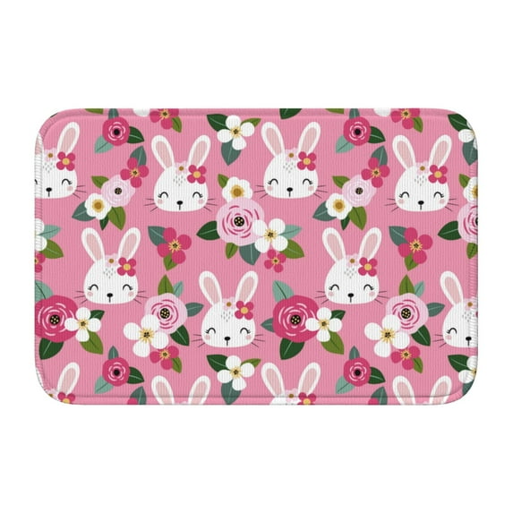 Pofeuu Rose Rabbit Print Hem Mat 40x60 - Multipurpose Doormat for Indoor & Outdoor Use - Welcome Your Guests with our Entrance Mat