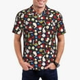 thumbnail image 1 of Pofeuu Rose Rabbit Print Men's Loose Fit Midweight Short-Sleeve Pocket Polo-X-Large, 1 of 6