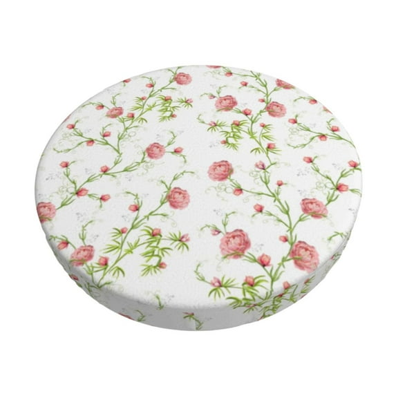 Pofeuu Roses Flowers Print Round Bar Stool Covers - Super Soft and Washable Elastic Stool Cushion Slipcover Easy Clean Velvet-