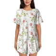 thumbnail image 1 of Pofeuu Roses Flowers Print Women's Pajama Set Short/Shorts Soft Button PJs Elastic Drawstring Waist Sleepwear-X-Large, 1 of 6