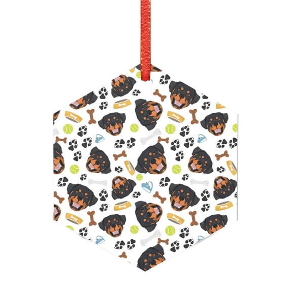 Pofeuu Rottweiler Print Christmas Decorations Christmas Ornaments Round Acrylic Flat Hanging Pendant Xmas Hanging Decoration-Hexagon