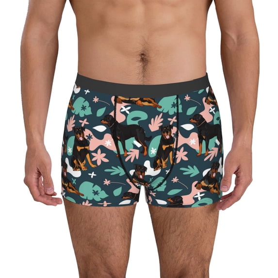 Pofeuu Rottweiler Print Men’s Boxer Briefs, Moisture-Wicking Underwear, Regular,Trunk-Large