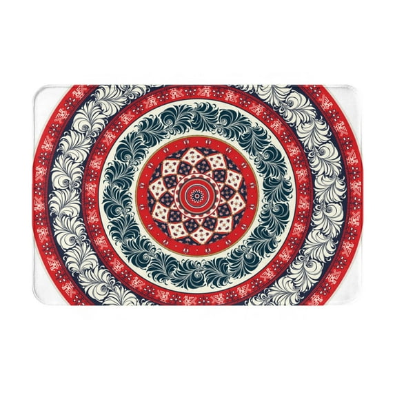 Pofeuu Round Design Print Flannel Doormats Rug16"x24"Rug Washable Doormats Indoor Outdoor Rugs for Layered Front Door Mats, Porch, Kitchen, Entryway