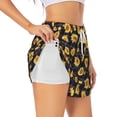 thumbnail image 1 of Pofeuu Royal Blue Plaid Sunflower Print Women's Athletic Shorts Running Workout Shorts Tummy Control Quick Dry Gym Shorts with Pockets Double layer sports shorts-Small, 1 of 7
