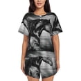 thumbnail image 1 of Pofeuu Running Horse Print Women's Pajama Set Short/Shorts Soft Button PJs Elastic Drawstring Waist Sleepwear-X-Large, 1 of 6