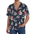 thumbnail image 1 of Pofeuu Sailboat And Wave Print Mens Casual Short Sleeve Shirts Beach Summer Spread Collar Pocket Tops Men's Casual Short-sleeved Shirt-Large, 1 of 5