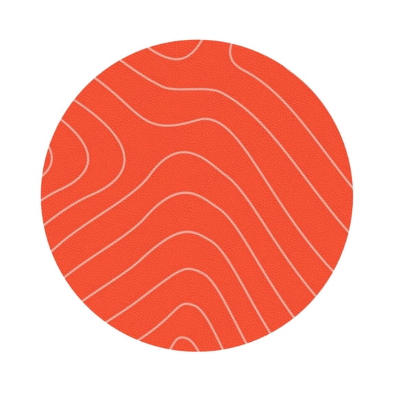 Pofeuu Salmon Fish Meat Print Leather Coasters Set of 6, Round Cups Mugs Mat Pad for Home Kitchen Heat Resistant Drink Coasters,Round Shape