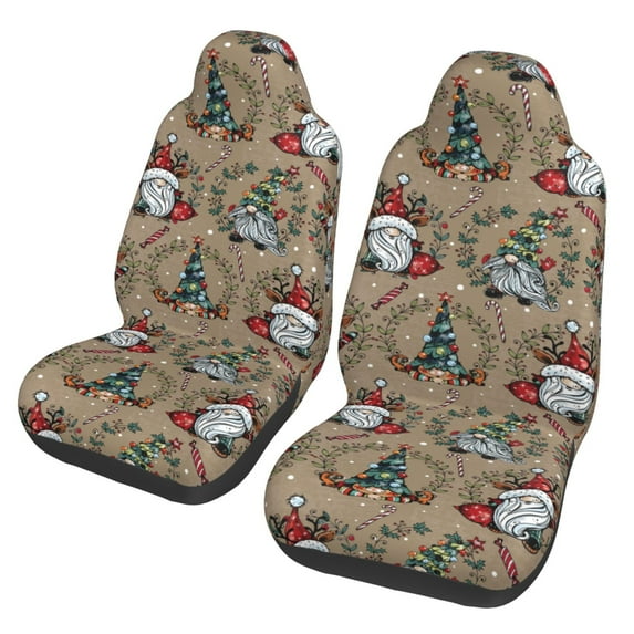 Pofeuu Santa Claus cute Print Automotive Car Seat Covers Flat Cloth Full Set Seat Covers,Car Seat Covers front seats for Cars Trucks and SUVs(Two packs)
