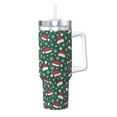 thumbnail image 1 of Pofeuu Santa Hat Joy Green Festive Print 40oz Ice Bully With Handle And Straw Stainless Steel Vacuum Insulated Cup And 2 In 1 Straw Lid, 1 of 8