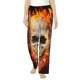 thumbnail image 1 of Pofeuu Satanic Skull Print Women's Fashion Pajama Pants with Pockets Comfy Drawstring Sleep Lounge Bottoms-Large, 1 of 6