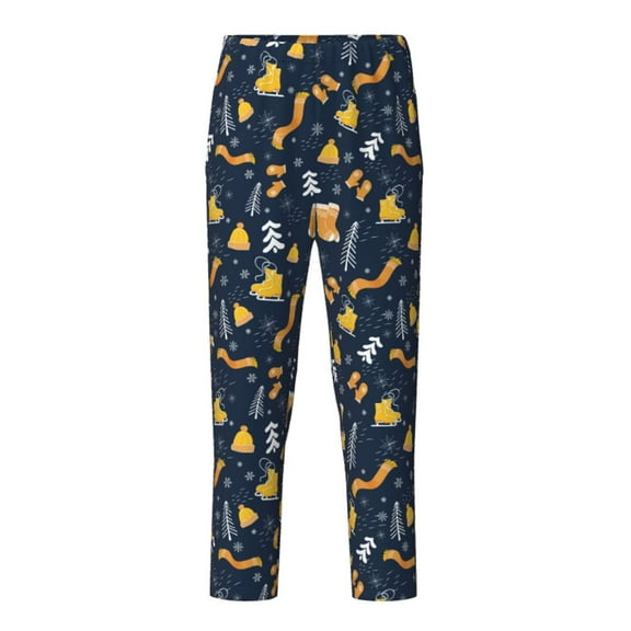 Pofeuu Scarf Ski Shoes sock Print Teenagers' Pajama Pants, Soft Lounge Pajama Pants with big pockets for Men Plaid Pj Bottoms-XS(5-6)