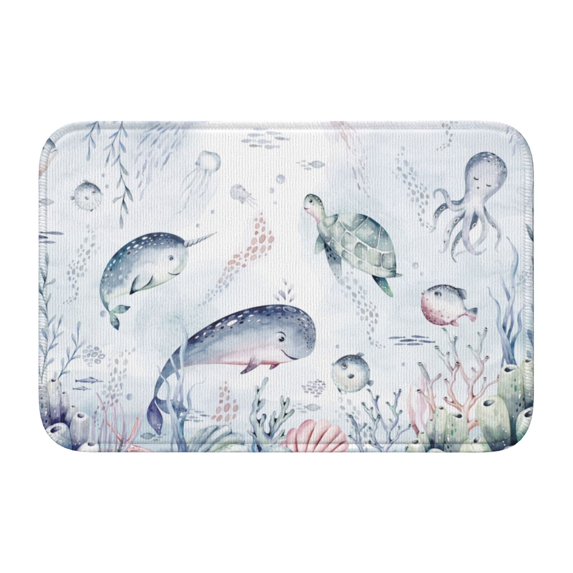 Pofeuu Sea Animals Print Hem Mat 40x60 - Multipurpose Doormat for Indoor & Outdoor Use - Welcome Your Guests with our Entrance Mat