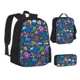 thumbnail image 1 of Pofeuu Sea Fish Print Backpack Travel Backpacks With Lunch Bag Pencil Bag Set 3 pcs Set Cartoon Backpack, 1 of 7