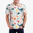 thumbnail image 1 of Pofeuu Sea Life 1 Print Men's Loose Fit Midweight Short-Sleeve Pocket Polo-Large, 1 of 6