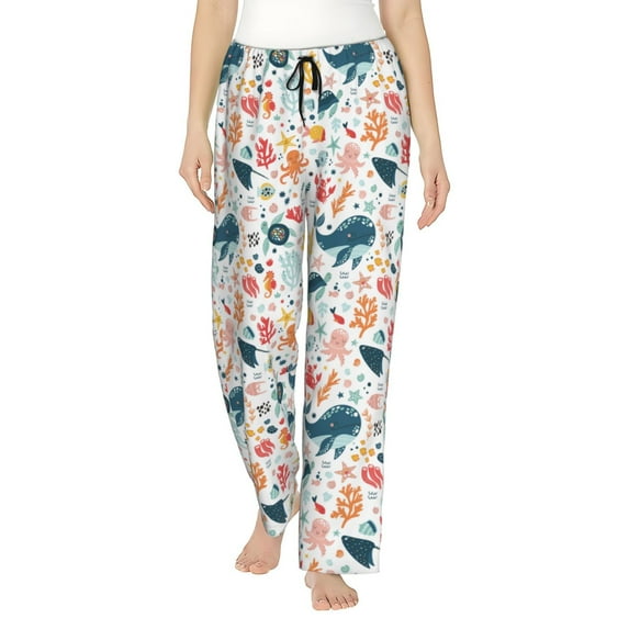 Pofeuu Sea Life 1 Print Women's Fashion Pajama Pants with Pockets Comfy Drawstring Sleep Lounge Bottoms-Medium