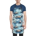 thumbnail image 1 of Pofeuu Sea Marine And Lighthouse Print Waterproof Apron with Pockets Adjustable Cooking Aprons Kitchen Bib for Baking Household Cleaning, 1 of 8