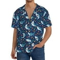 thumbnail image 1 of Pofeuu Sea Sharks Print Mens Casual Short Sleeve Shirts Beach Summer Spread Collar Pocket Tops Men's Casual Short-sleeved Shirt-XX-Large, 1 of 5