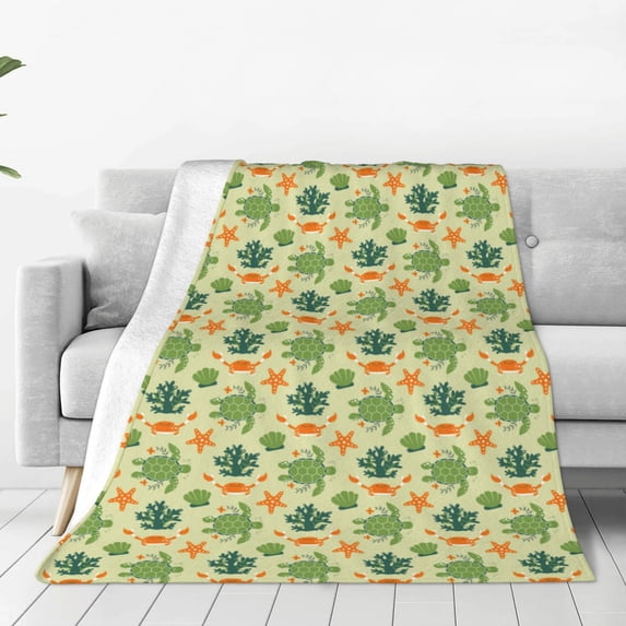 Pofeuu Sea Turtle Print Ultra-Soft Micro Fleece Blanket,for Bed Or Sofa,All Season Throw Blankets Flannel Blanket-50"x40"