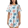 thumbnail image 1 of Pofeuu Sea Turtle Print Women's Pajama Set Short/Shorts Soft Button PJs Elastic Drawstring Waist Sleepwear-3X-Large, 1 of 6