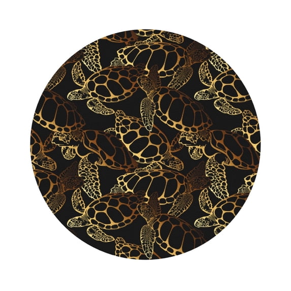 Pofeuu Sea Turtle With Ocean Print Leather Coasters Set of 6, Round Cups Mugs Mat Pad for Home Kitchen Heat Resistant Drink Coasters,Round Shape