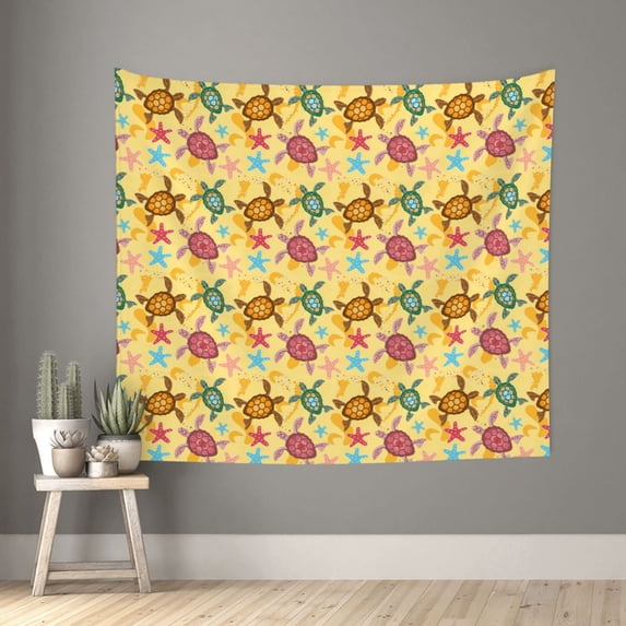 Pofeuu Sea and Sand Print Wall Tapestry Decoration Wall Hanging Tapestry 60 x 51 Inch