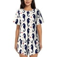 thumbnail image 1 of Pofeuu Seahorses and Hearts Print Women's Pajama Set Short/Shorts Soft Button PJs Elastic Drawstring Waist Sleepwear-Large, 1 of 6