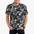 thumbnail image 1 of Pofeuu Seamless Pattern With Skulls Print Men's Loose Fit Midweight Short-Sleeve Pocket Polo-3X-Large, 1 of 6