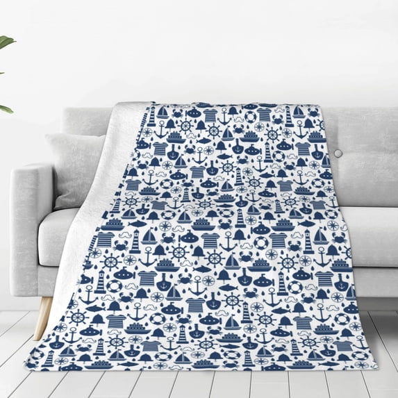 Pofeuu Seaside Primary Color Print Ultra-Soft Micro Fleece Blanket,for Bed Or Sofa,All Season Throw Blankets Flannel Blanket-50"x40"