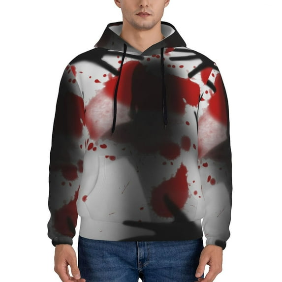 Pofeuu Shadows Behind Print Mens Casual Hooded Collar Drawstring Hoodies Pullover Sweatshirts Casual Long Sleeve Shirts-X-Large