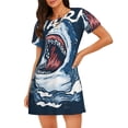 thumbnail image 1 of Pofeuu Shark Print Women's Loose Fit Short Sleeve Nightgown, Comfortable Sleep Dress for Women, Casual Lounge Sleepwear, Soft Cotton Sleep Dress, 1 of 6