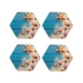 thumbnail image 1 of Pofeuu Shells and Starfish Print Coasters for Drinks, 4Pack PU Leather Coasters, Bar Drink Coasters for Tabletop Protection, Furniture from Damage-Hexagon, 1 of 6