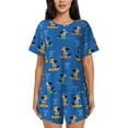 thumbnail image 1 of Pofeuu Skater Dog Print Women's Pajama Set Short/Shorts Soft Button PJs Elastic Drawstring Waist Sleepwear-3X-Large, 1 of 6