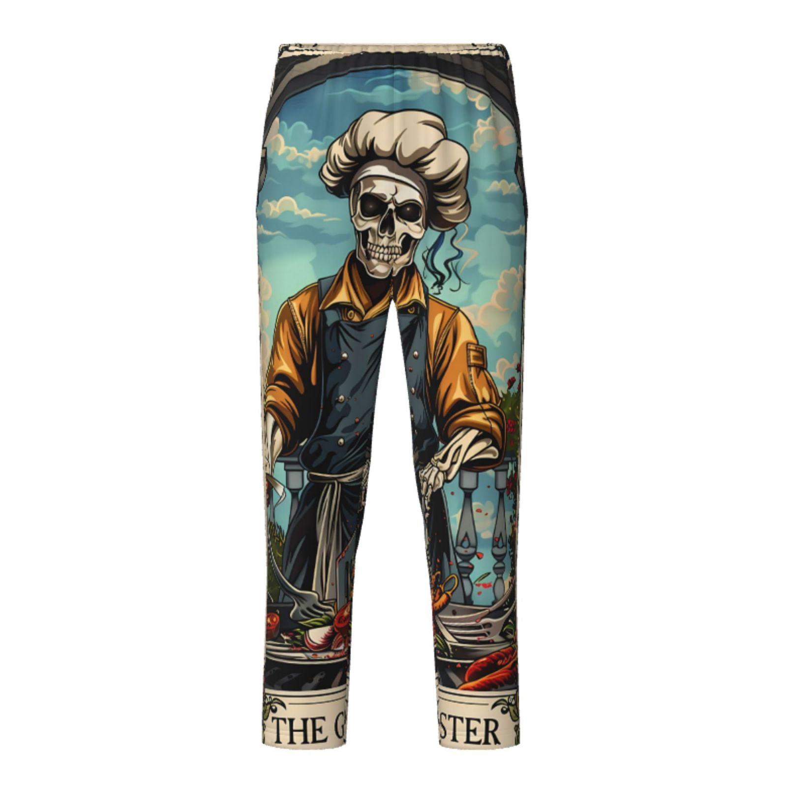 Pofeuu Skeleton Chef BBQ Scene Print Teenagers' Pajama Pants, Soft ...