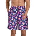 thumbnail image 1 of Pofeuu Skull Blue Flower Prin Men's Swim Trunks Quick Dry Bathing Suit Swimming Board Shorts Mesh Lining Beach Swimwear-3X-Large, 1 of 6