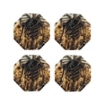 thumbnail image 1 of Pofeuu Skull Butterfly Sunflower Print Coasters for Drinks, 4Pack PU Leather Coasters, Bar Drink Coasters for Tabletop Protection, Furniture from Damage-Octagon, 1 of 6