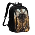 thumbnail image 1 of Pofeuu Skull Butterfly Sunflower Print Storage Laptop Backpack with USB Charging Port[Water Resistant] College Computer Bookbag Fits, 1 of 7