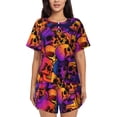 thumbnail image 1 of Pofeuu Skull Print Women's Pajama Set Short/Shorts Soft Button PJs Elastic Drawstring Waist Sleepwear-Large, 1 of 6