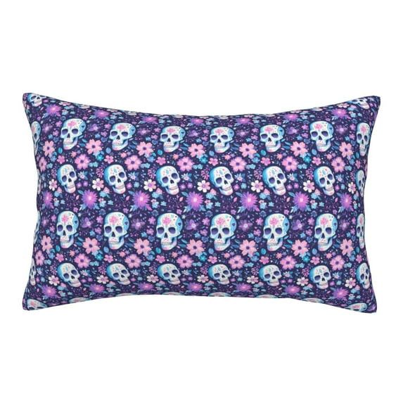 Pofeuu Skull Purple Flower Print Polyester Microfiber Plush Pillowcases, Super Soft and Cozy Pillow Case Covers with Envelop Closure(Pillow core not included)-20"x30"