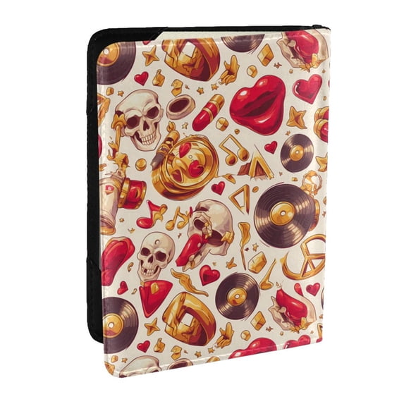 Pofeuu Skull Retro record lips Print Travel Document Organizer Passport Holder Men Women for Family (6.5 in x 4.5 in),Wallet Holder Credit Card Clutch Bag Case