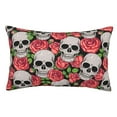thumbnail image 1 of Pofeuu Skull and Roses Print Polyester Microfiber Plush Pillowcases, Super Soft and Cozy Pillow Case Covers with Envelop Closure（Pillow core not included）-20"x30", 1 of 6
