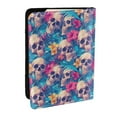 thumbnail image 1 of Pofeuu Skull blue leaf Print Travel Document Organizer Passport Holder Men Women for Family (6.5 in x 4.5 in),Wallet Holder Credit Card Clutch Bag Case, 1 of 5